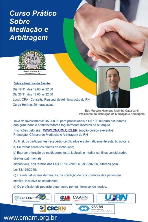 CURSO PRÁTICO SOBRE MEDIAÇÃO,CONCILIAÇÃO E ARBITRAGEM NATAL/RN