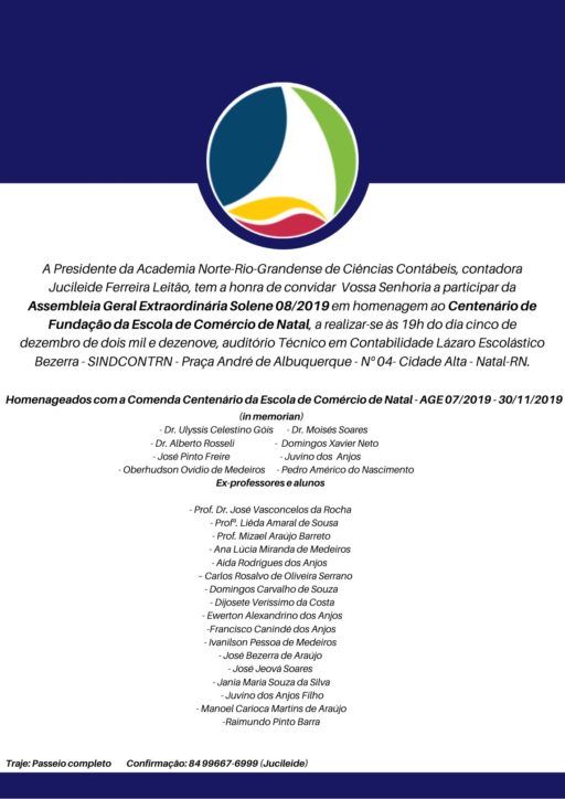 CONVITE – COMENDA CENTENÁRIO DA ESCOLA DE COMÉRCIO DE NATAL